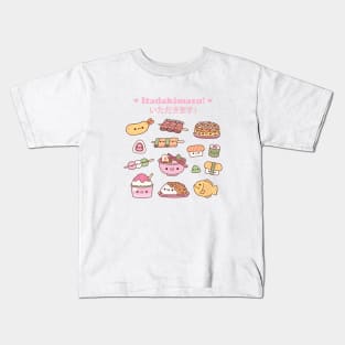 Cute Japan Food Sushi Ramen Itadakimasu Kids T-Shirt